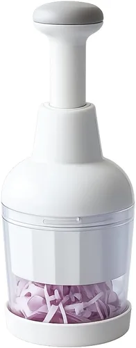 Picadora de alimentos para verduras, cebolla, ajo y nueces - Procesador de alimentos alimentado a mano, picadora y picadora fácil con una sola mano