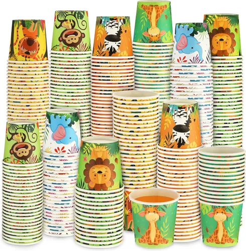 Amyhill Paquete de 300 vasos de 5 onzas para niños, animales, vasos de papel, vasos desechables pequeños para baño, mini enjuague bucal a granel