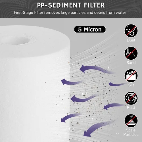 Miniatura 2 de Airthereal Filtro de agua de sedimentos PP para toda la casa de 10 x 4.5 pulgadas, cartucho de repuesto de filtro de agua de 10 pulgadas para agua