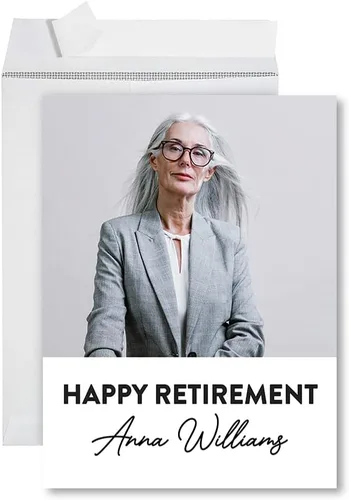 Miniatura 12 de Andaz Press Tarjeta de jubilación personalizada de 8.5 x 11 pulgadas con sobre, tarjeta de felicitación con foto personalizada, tarjeta