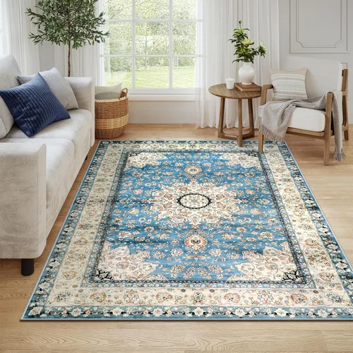 Miniatura 64 de Lahome Alfombra tribal bohemia de 2 x 3 pies, alfombra verde pequeña para entrada, suave, antideslizante, lavable, alfombra de baño bohemia de pelo