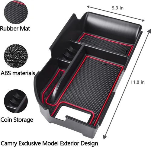 Miniatura 5 de EDBETOS Bandeja Organizadora de Consola Central Compatible con Toyota Camry XLE XSE 2018-2024 y Camry LE SE 2020-2023 2024 Accesorios Caja de Rojo