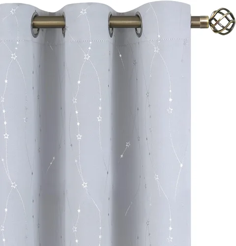 Miniatura 127 de BGment Cortinas opacas para dormitorio infantil, con aislamiento térmico, con ojales, estampado de estrellas plateadas, cortinas para oscurecer