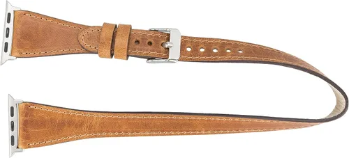 Miniatura 8 de VENOULT Double Tour - Correa de piel auténtica para Apple Watch para mujer, correa de cuero genuino de grano completo para iWatch de 1.929 in, 1.772
