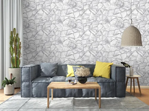 Miniatura 5 de Dundee Deco Paneles de pared 3D - Paneles de pared de PVC de piedra sintética blanca y gris para decoración de pared interior, sala de estar, Gris
