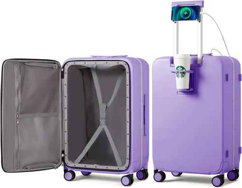 Miniatura 33 de mixi Equipaje PC Hardside Rolling maleta con rueda giratoria, cerradura TSA, soporte para teléfono y vaso, Verde aguacate