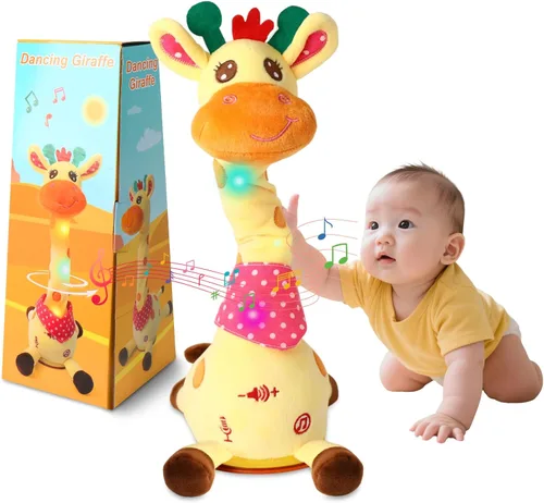 JISONCASE Juguete para bebé de jirafa bailarina, volumen ajustable, juguete para repetir lo que dices, cantar imitando grabación, regalos educativos