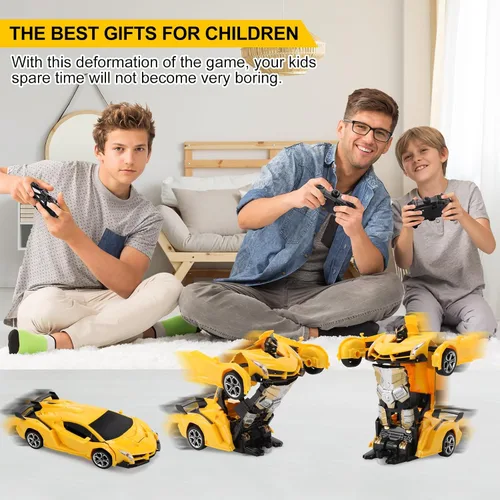 Miniatura 3 de Blackma Auto a control remoto – Transformación, deformación con un botón y deriva giratoria de 360°, auto RC robot transformable con luz LED