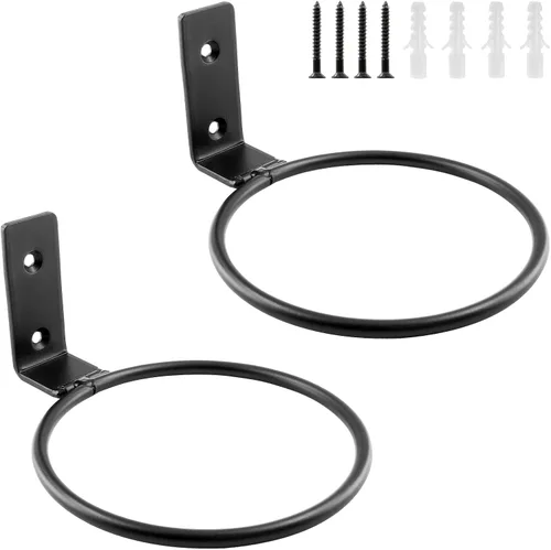 Jiozermi Paquete de 2 anillos para macetas de 4 pulgadas, soporte de maceta montado en la pared, uso en interiores, negro mate, capacidad de 40