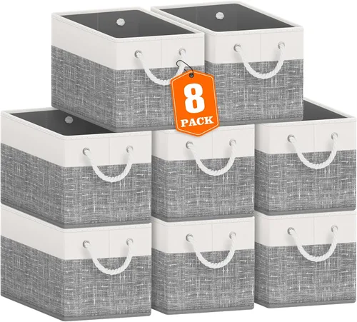 Miniatura 21 de Fab totes Contenedores de almacenamiento [2 unidades], cestas de almacenamiento plegables para organizar juguetes, libros, estantes, armario, caja