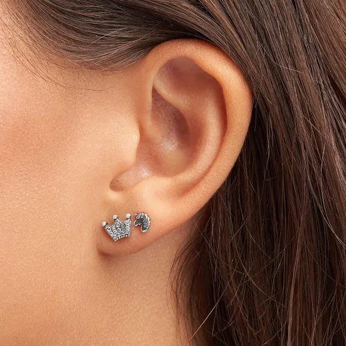 Miniatura 4 de Pendientes de circonio cúbico con coronas encantadas en plata de ley