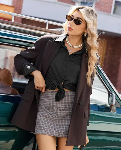 Miniatura 6 de siliteelon Camisas de vestir con botones para mujer, camisas de vestir de manga larga, algodón de corte clásico