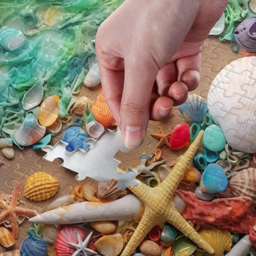 Miniatura 4 de Sea Creatures Shells Jigsaw Puzzles 500 Pieces for Adults with Mesh Storage Bag 2011761