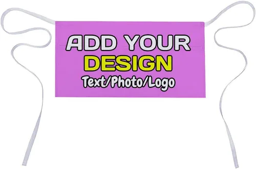 Miniatura 34 de Delantal de cintura personalizado con 3 bolsillos para añadir foto, texto, logotipo, nombre, camarera