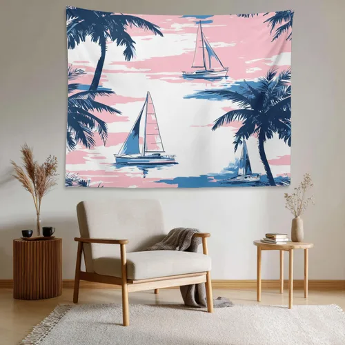 Miniatura 3 de Shrahala Beach Vacation Seaside Relaxation Tapestry, Nautical Summer Getaway Wall Hanging Hd Print Polyester Backdrop For Dorm Room Bedroom 30 X 40
