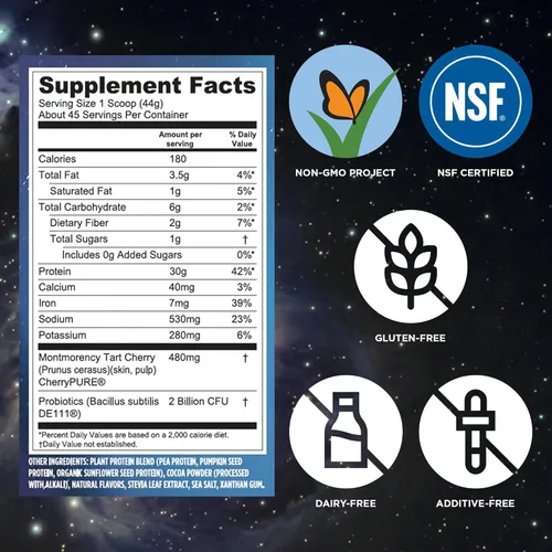 Miniatura 4 de Vega Sport proteína vegana en polvo + recuperación - 30 g de proteína a base de plantas por porción, chocolate, 45 porciones, 5 g de BCAA