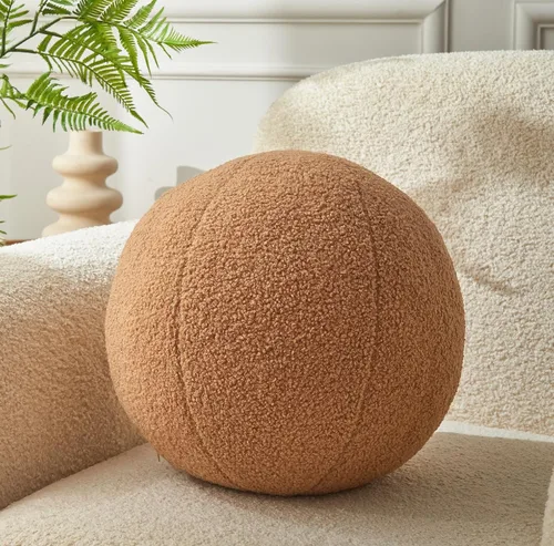 Miniatura 6 de Almohada de Nudo Blanco Crema de 13.7'' Almohada Redonda Decorativa de Felpa Suave Almohada de Bola de Nudo Almohada Anudada Hecha a Mano Cojín