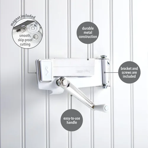 Miniatura 5 de Swing-A-Way - Abridor de latas de pared con imán, 1 unidad, blanco