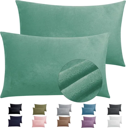 Miniatura 20 de Paquete de 2 fundas de almohada King de terciopelo con cremallera, súper suaves y acogedoras, fundas de almohada de franela difusa de lujo con Gris