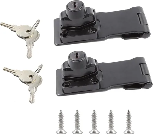 Miniatura 6 de Cerradura de cerrojo con llave, 2.5 pulgadas, cerrojo de aleación de zinc de 2.5 pulgadas, perilla giratoria negra, cerrojo de bloqueo con llave