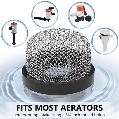 Miniatura 3 de Saillong 1 colador de malla de acero inoxidable de ¾ pulgadas -14, filtro de pantalla aireador de acero inoxidable compatible con bombas Livewell