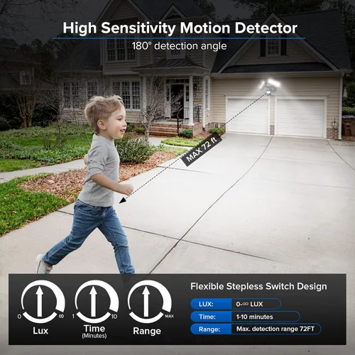 Miniatura 3 de SANSI Luces Exteriores con Sensor de Movimiento de 28W 3500LM, Reflectores Exteriores con Sensor de Movimiento, Luces de Seguridad Detector con 4
