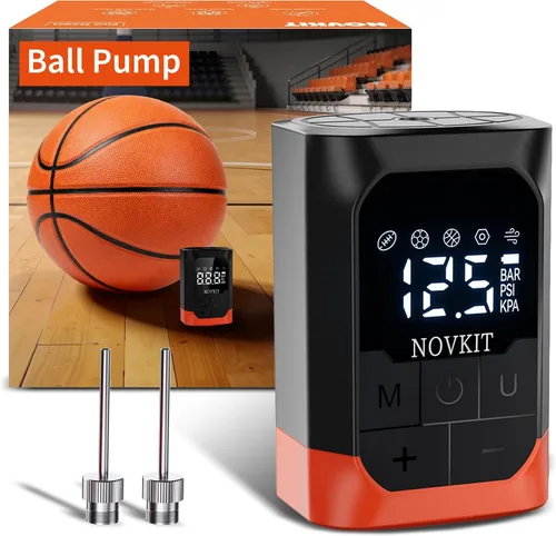 Inflador y deflector eléctrico portátil con aguja plegable, bomba de aire de bola deportiva con batería recargable con manómetro para baloncesto,