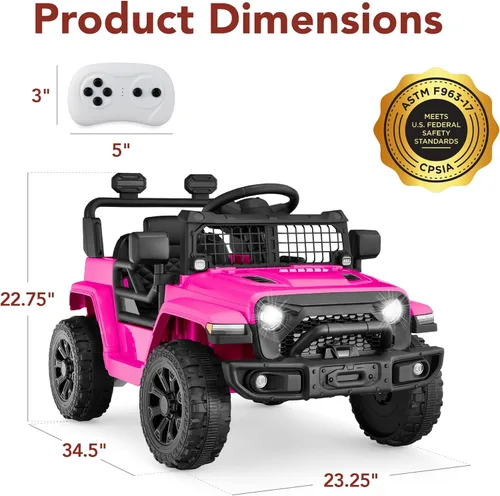 Miniatura 7 de Best Choice Products Juguete de paseo para niños de 6 V, mini camión, auto de juego eléctrico con control remoto para padres, suspensión de 4 Rosa