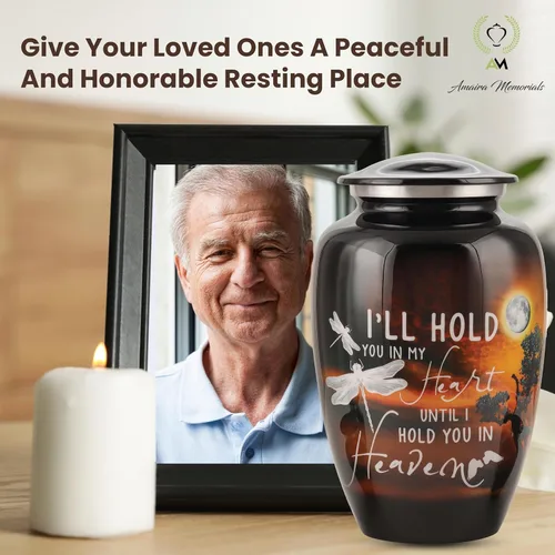 Miniatura 2 de Urnas para cenizas humanas para adultos, urna de cremación grande para hombres y mujeres, urna de metal hecha a mano con tapa segura para funeral