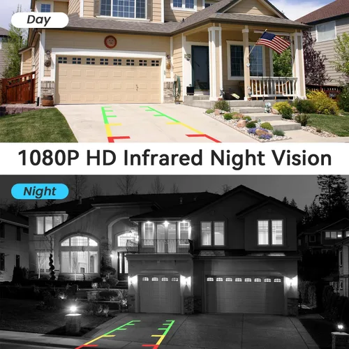 Miniatura 3 de FEISIKE Cámara de respaldo, visión nocturna IR 1080P con monitor, cámara de visión trasera plug-play fácil de instalar, gran angular de 150 grados