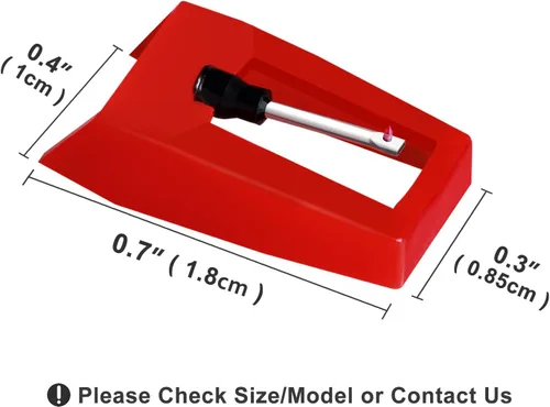 Miniatura 2 de Paquete de 2 agujas para tocadiscos, repuesto rojo para tocadiscos Crosley, Victrola, vinilo, fonógrafo ION