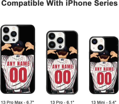 Miniatura 2 de Custome - Funda de teléfono de béisbol, diseño creativo de béisbol deportivo con número de estrella para iPhone 15, 14, 13, 12, 11 Pro Max Plus Mini