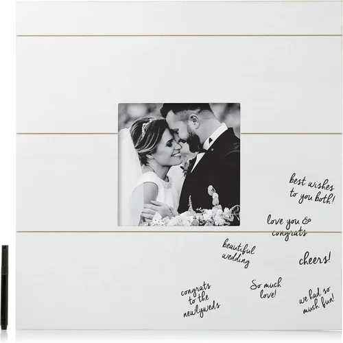 Miniatura 7 de Pearhead Marco de fotos de boda, regalo de recién casados, registro de boda, regalo de despedida de soltera, blanco Marco de escritura blanco