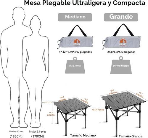 Miniatura 2 de Mesa de camping plegable Opliy, mesa portátil para 1-2 personas - Mesa plegable ligera con bolsa de transporte para camping, senderismo, picnics