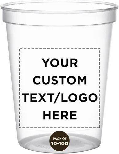 Miniatura 7 de DISCOUNT PROMOS Vasos de plástico personalizados para estadios, 16 onzas, juego de 100, paquete personalizado a granel, perfecto para cumpleaños