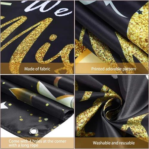 Miniatura 7 de Banner con texto en inglés «We Will Miss You» – Extra grande de 72 x 44 pulgadas, telón de fondo de graduación para decoraciones de fiesta de Dorado