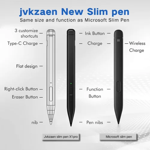 Miniatura 7 de Lápiz capacitivo para Microsoft Surface, JvKzaen Lápiz delgado para Surface con 4096 niveles de presión, batería de larga duración de 66H, carga