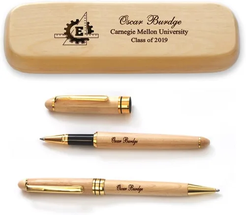 Miniatura 18 de Juego de bolígrafos de graduación de madera de arce macizo personalizado para médico MP-Médico-GD