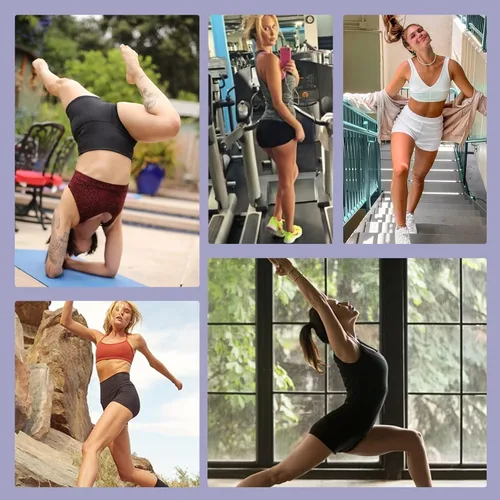 Miniatura 4 de HIGHDAYS Paquete de 2 pantalones cortos de elastano para mujer, 3 pulgadas de cintura alta, pantalones cortos de gimnasio suaves para yoga, baile
