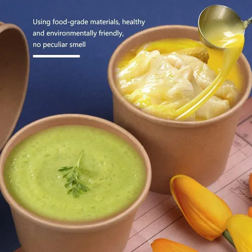 Miniatura 6 de Paquete de 25 recipientes de sopa de 8 onzas con tapas, taza de sopa de papel desechable, recipientes de papel para alimentos con tapas, recipiente