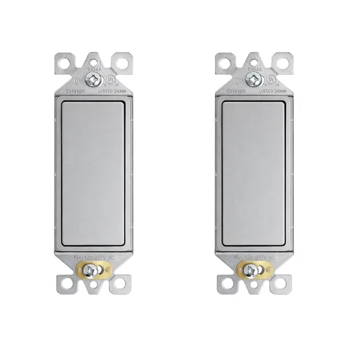 Miniatura 16 de ELEGRP Interruptor de luz decorativo de un solo polo con placa sin tornillos, 15 A 120-277 V, reemplazo del interruptor basculante de paleta