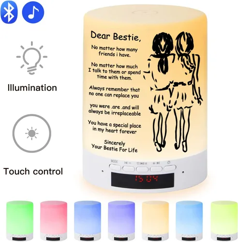 Miniatura 2 de Lámpara de mesa táctil grabada para amigos, lámparas de noche con sensor táctil personalizado con altavoz Bluetooth, el mejor regalo para amigos