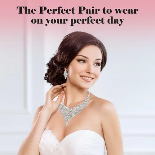 Miniatura 6 de Costume Jewelry Set for Women - Wedding Jewelry Sets for Brides Bridal Jewelry Set for Wedding - Crystal Statement Necklace and Earrings Set