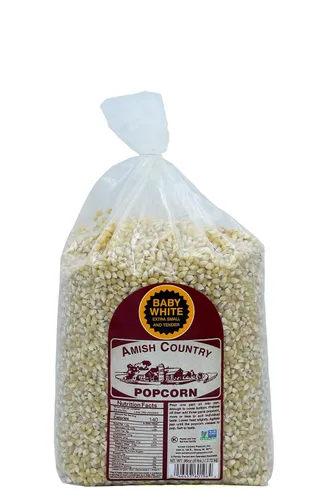 Miniatura 2 de Amish Country Popcorn - Paquete de palomitas de maíz color blanco bebé (bolsa de 6 libras) y de silicona roja Palomitas pequeñas y tiernas El