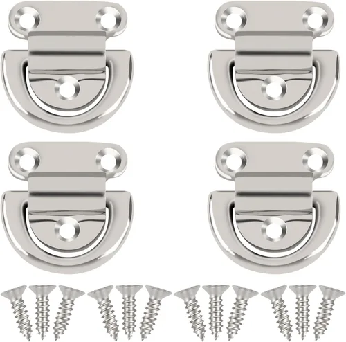 Anclajes de amarre para camiones de acero inoxidable, ganchos de anillo en D plegables resistentes con tornillos, superficie altamente pulida