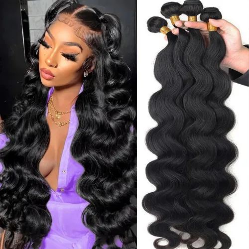 Miniatura 23 de 3 manojos de cabello humano 12A, ondulado, 100% sin procesar, cabello humano virgen brasileño de tejido rápido (14, 16, 18 pulgadas)
