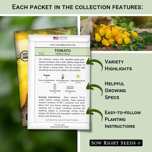 Miniatura 2 de Sow Right Seeds - Colección de semillas de tomate para plantar - 10 variedades con muchos tamaños, formas y colores - Paquetes de semillas