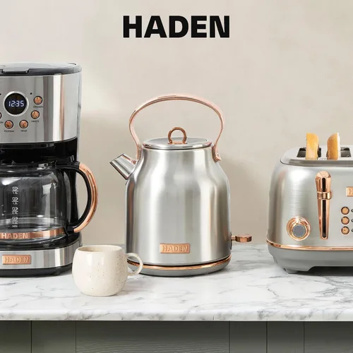 Miniatura 6 de Haden Heritage Hervidor de Agua Eléctrico de Acero Inoxidable de 1,7 Litros, Hervidor de Agua Caliente con Base de 360 Grados y Apagado Automático