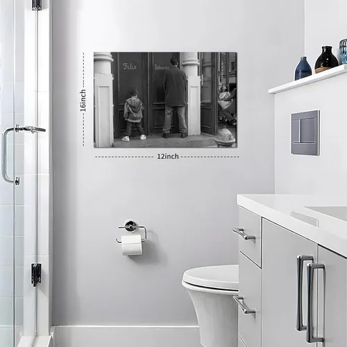 Miniatura 3 de Divertida Decoración de Pared de Baño Arte de Pared en Blanco y Negro - Pósteres de Películas Clásicas Impresión en Lienzo, Arte de Pared Divertido