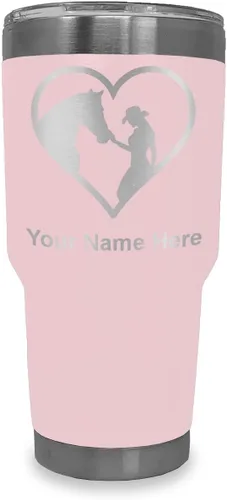 Miniatura 23 de LaserGram Vaso aislado al vacío de 20 onzas, corazón de vaquera de caballo, grabado personalizado incluido (negro)